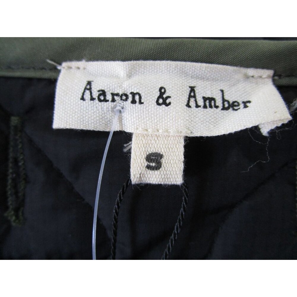 Aaron Amber Small Quilted Nylon Jacket Black Green Button Front NY Co New - Picture 5 of 16